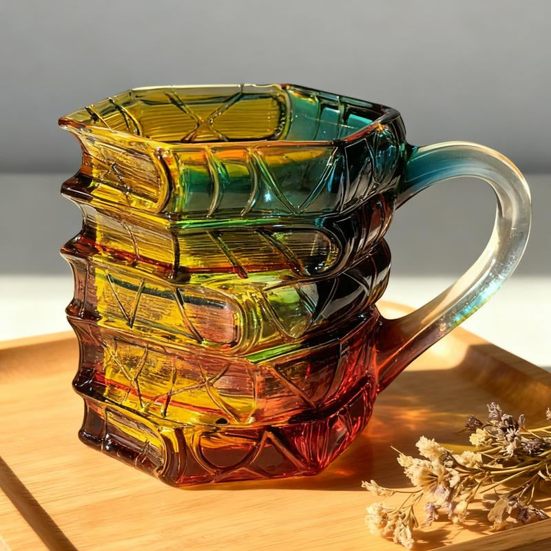 Literature Lover Gift | Ceramic Mug | Creative 3D Painting Book Design | Stacked Style | Unique Coffee Cup | Home Decor
