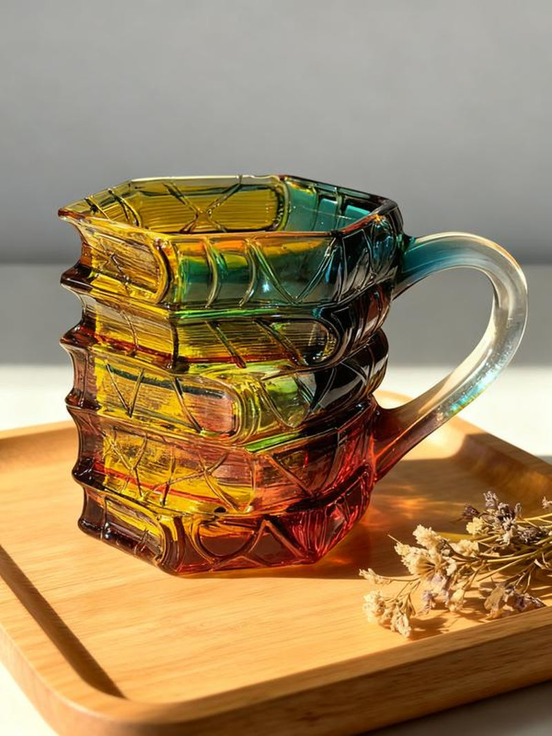 Literature Lover Gift | Ceramic Mug | Creative 3D Painting Book Design | Stacked Style | Unique Coffee Cup | Home Decor