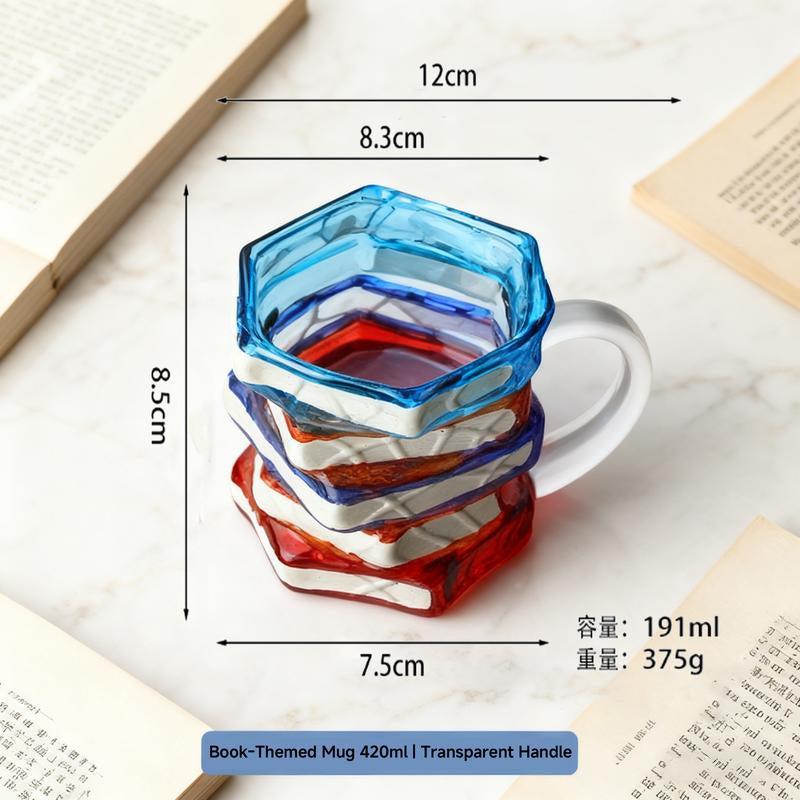 Literature Lover Gift | Ceramic Mug | Creative 3D Painting Book Design | Stacked Style | Unique Coffee Cup | Home Decor